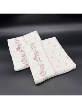 Flannel Queen Pillowcases Vintage 90s Pink Floral USA WestPoint Stevens Granny